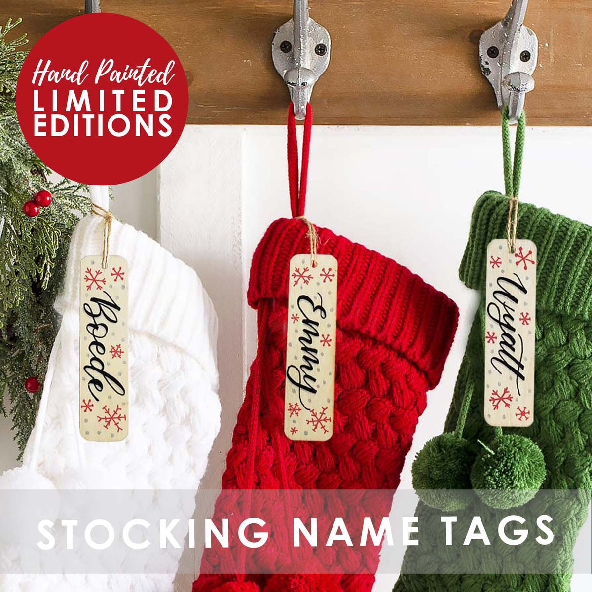 Modern stocking tags, personalized gift tag, stocking name tags, Christmas  ornament, name tag, pet stockings