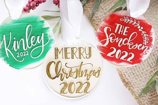 Clear Hand Lettered Acrylic Ornament