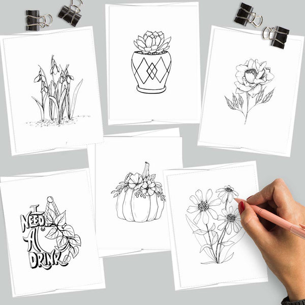 Botanical Collection - Illustrated Notecard Set of 6