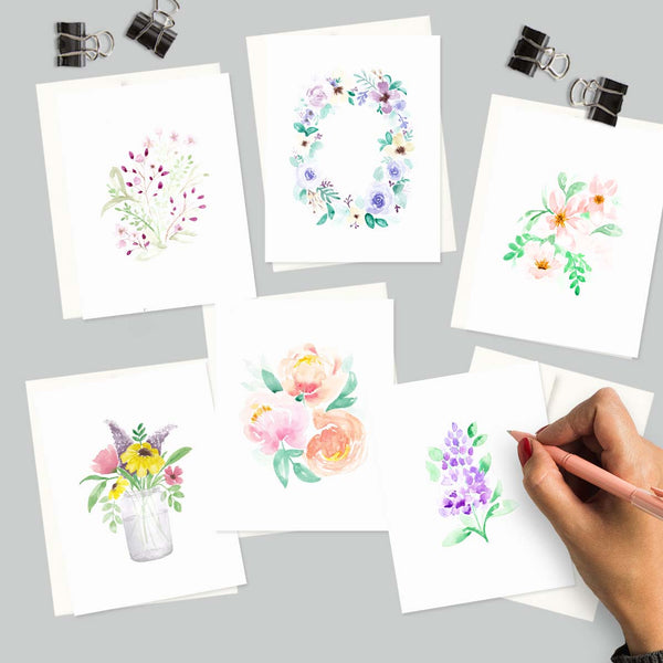 Garden Flowers Collection - Watercolor Notecard Set of 6
