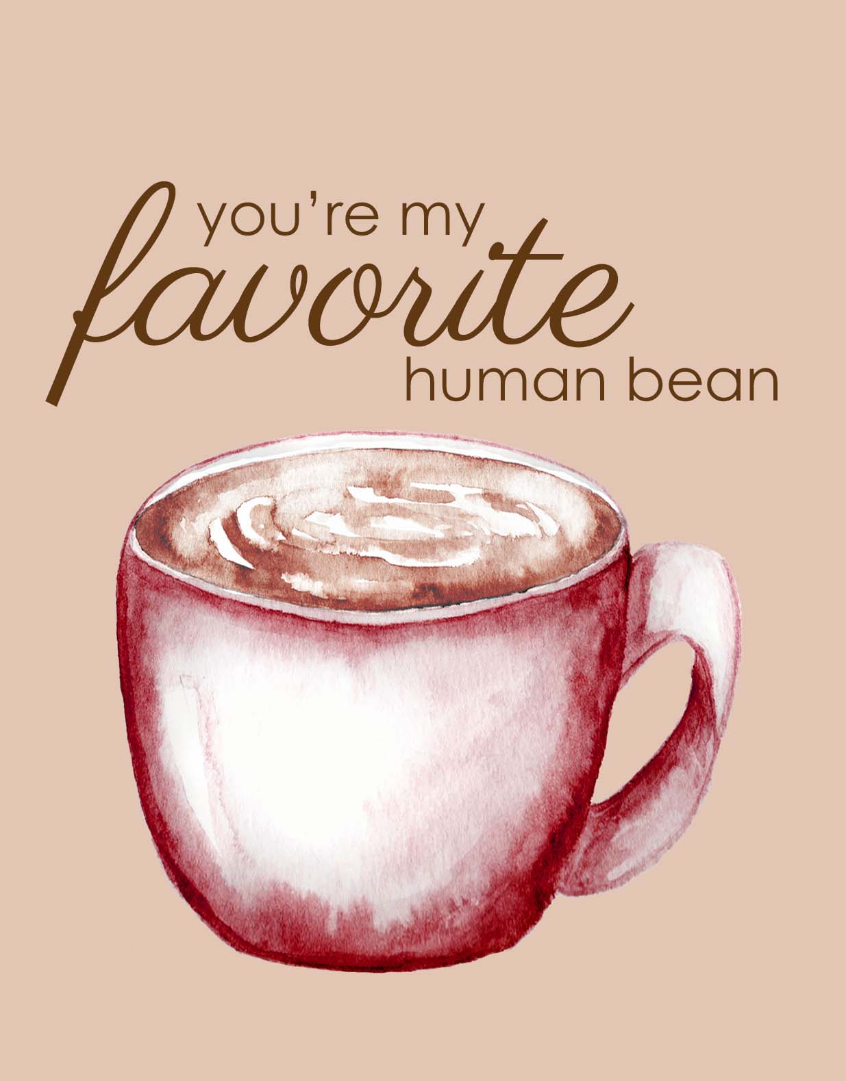 Favorite Human Bean Coffee Friendship Watercolor Greeting Card (wholesale)