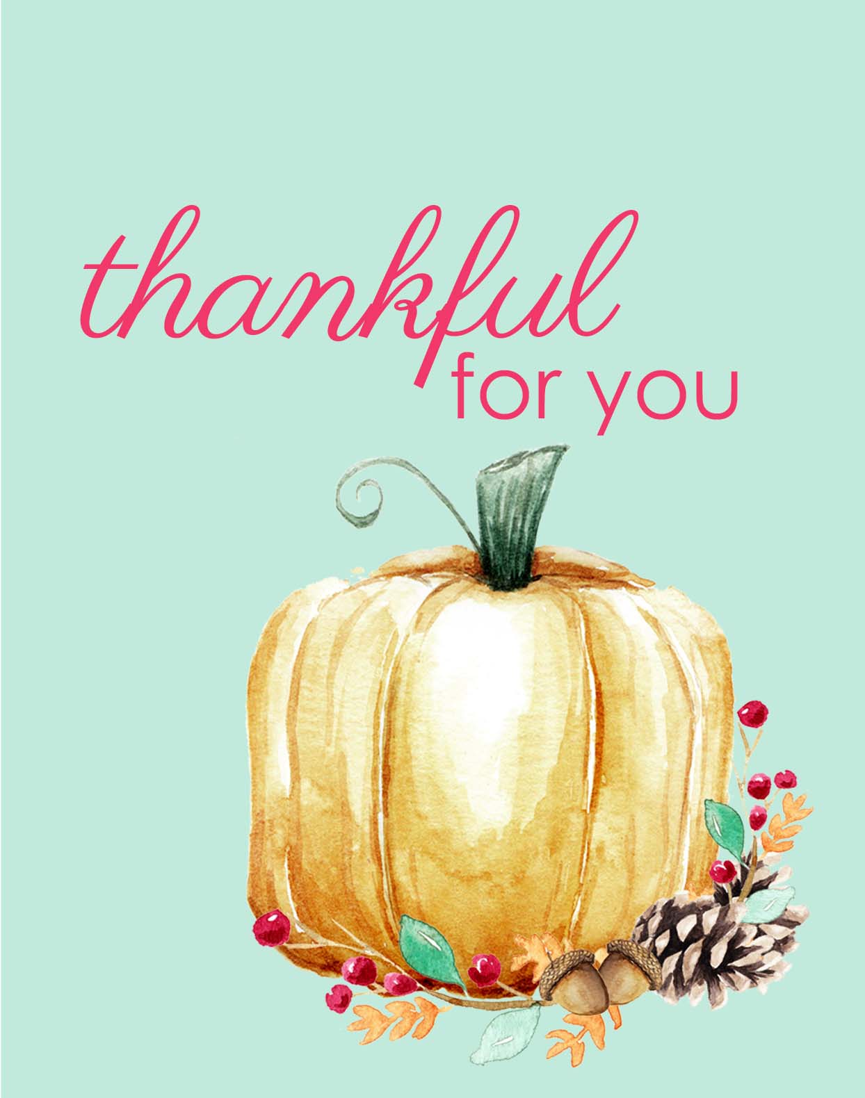 Thankful For You Fall Pumpkin Watercolor Greeting Card (wholesale)