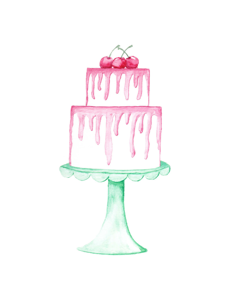 Hand painted watercolor cake with strawberries Vector Image