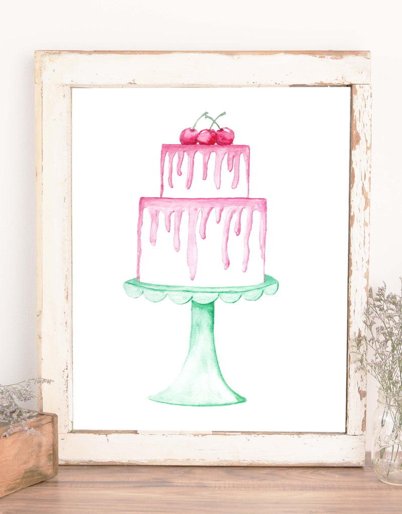 watercolor cake with strawberry, blackcurrant and drizzled honey. Hand  drawn illustration, Free Vector 21117085 Vector Art at Vecteezy
