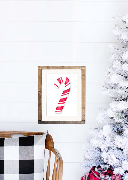 Candy Cane Watercolor Wall Art