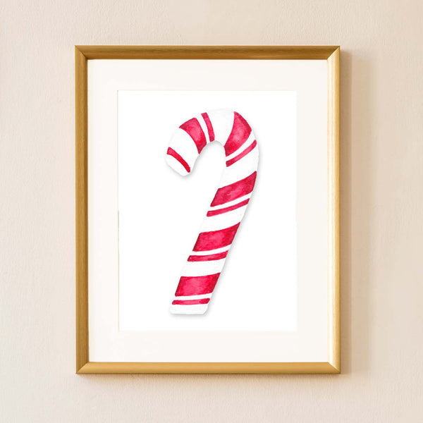 Candy Cane Watercolor Wall Art
