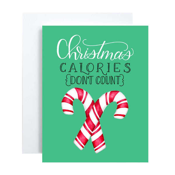 Christmas Calories Don't Count Watercolor Holiday Greeting Card