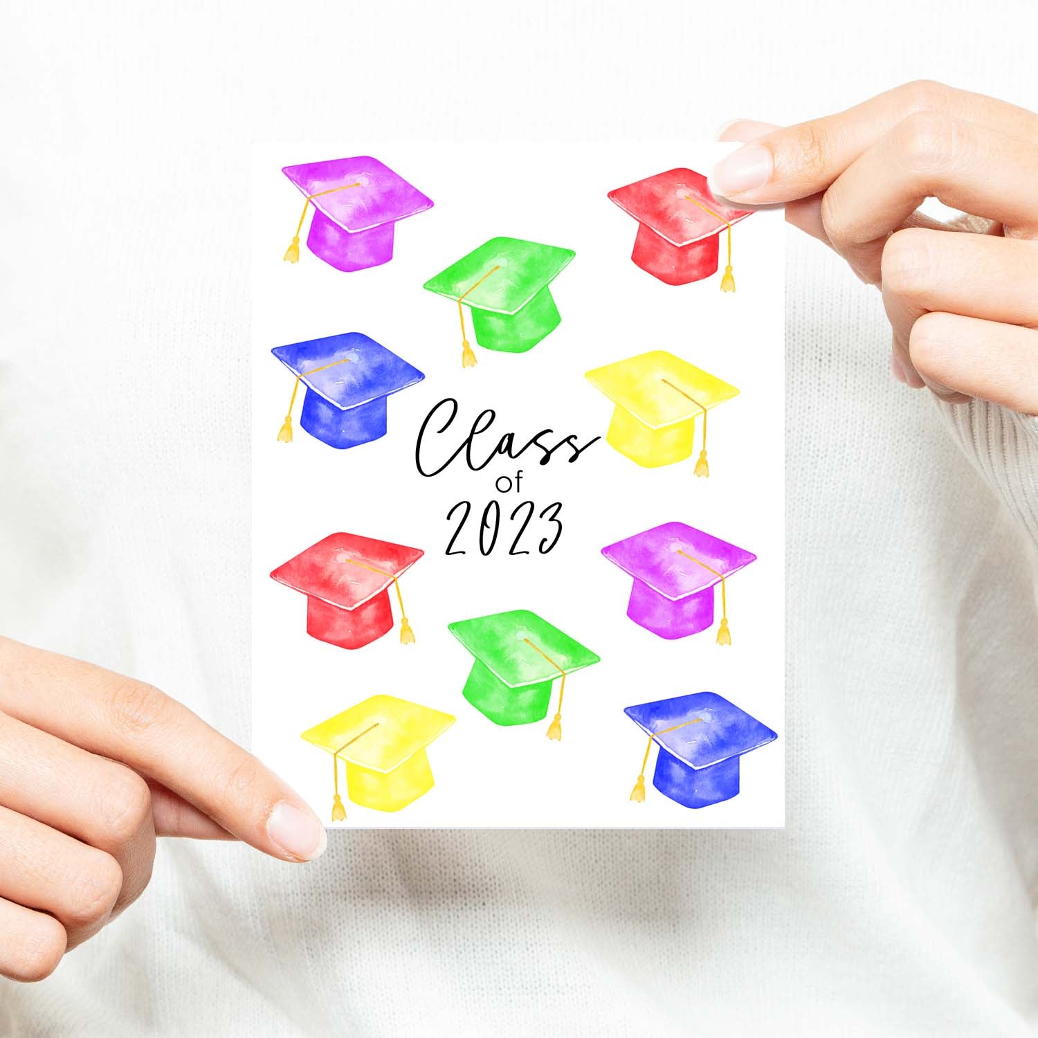 Class of 2023 Rainbow Watercolor Graduation Greeting Card