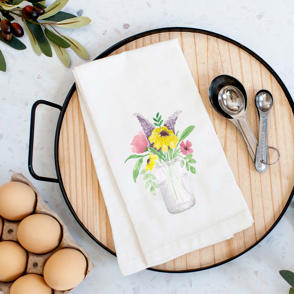 Mason Jar Bouquet Tea Towel