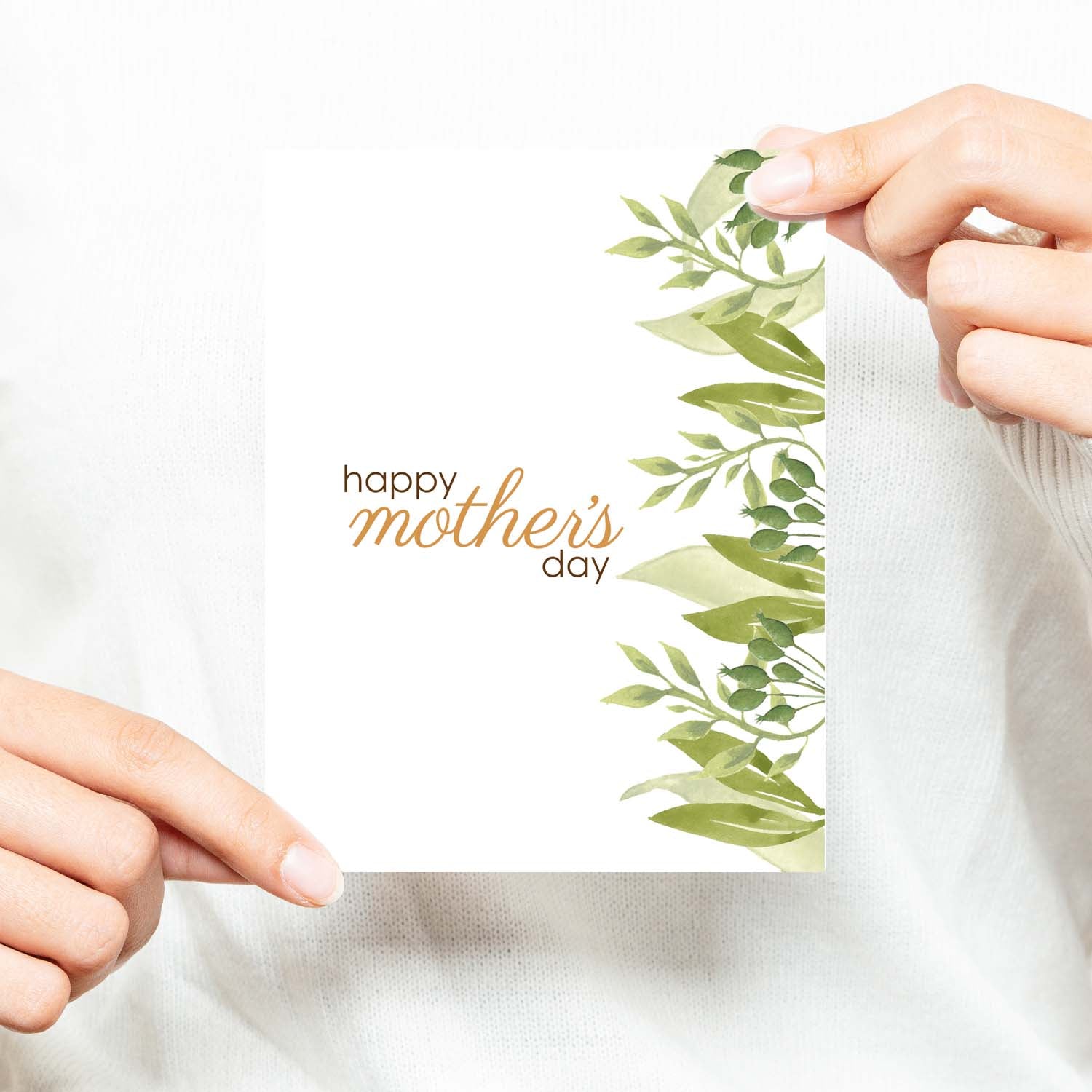 Happy Mother's Day Natural Foliage Watercolor Mother's Day Greeting Card