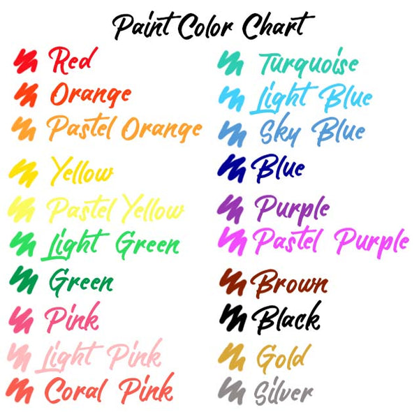 Paint color chart showing 20 color choices