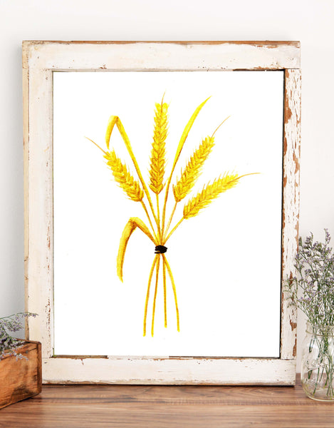 Harvest Wheat Watercolor Digital Download