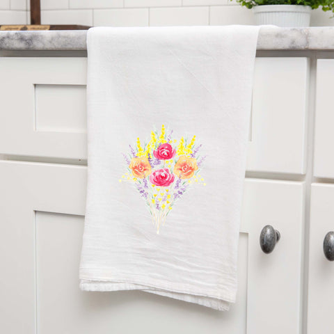 Wild Flowers Watercolor Floursack Kitchen Towel