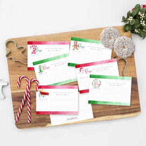 Christmas Collection - Watercolor Recipe Card Set of 12