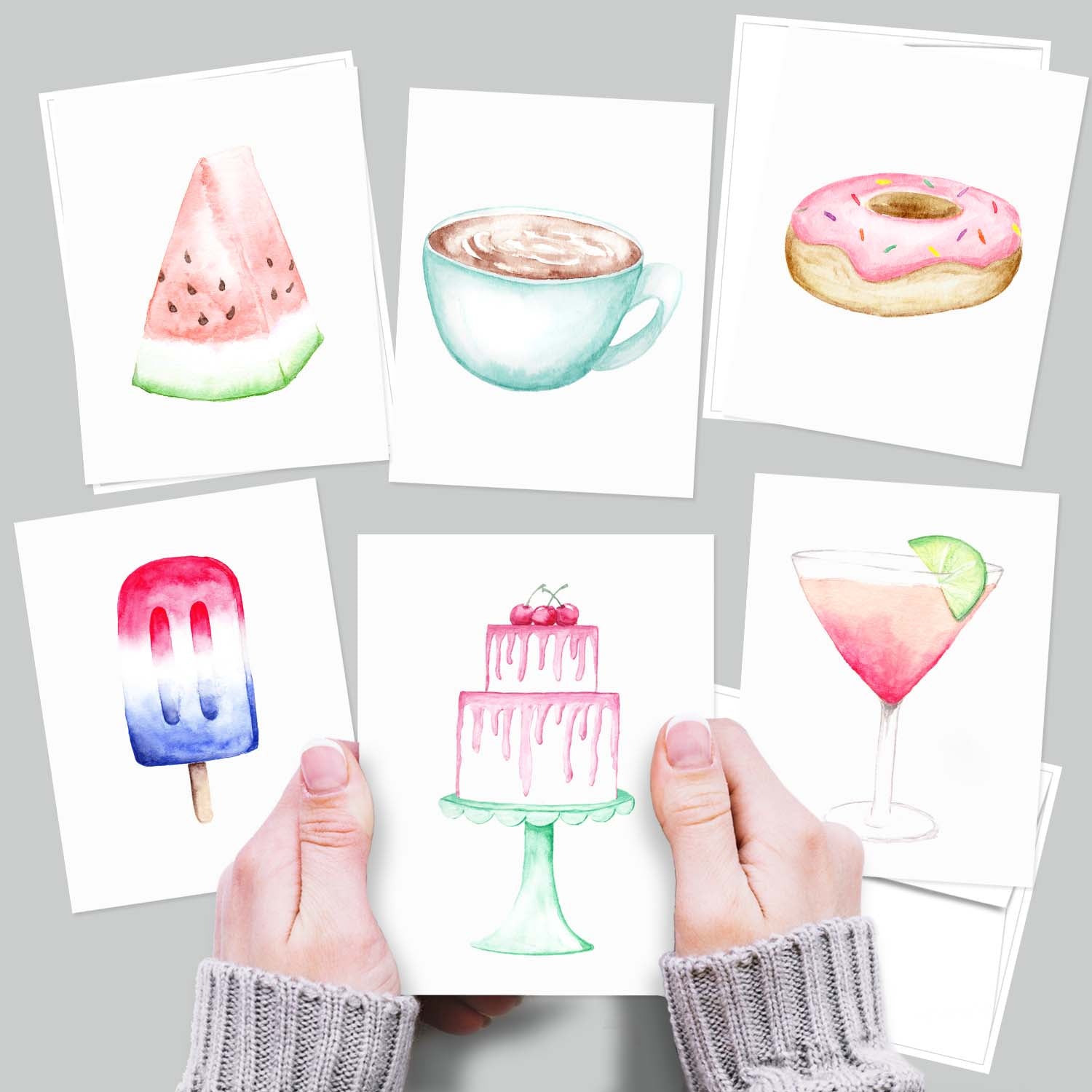 Tasty Treats Collection - Watercolor Notecard Set of 6