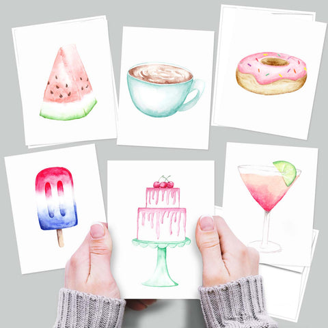 Tasty Treats Collection - Watercolor Notecard Set of 6
