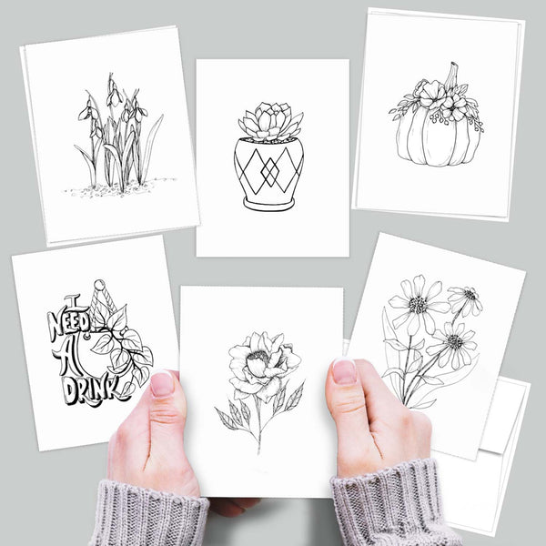 Botanical Collection - Illustrated Notecard Set of 6