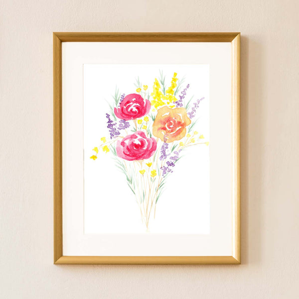 Garden Flowers Mix or Match Watercolor Wall Art + Notecards Gift Set